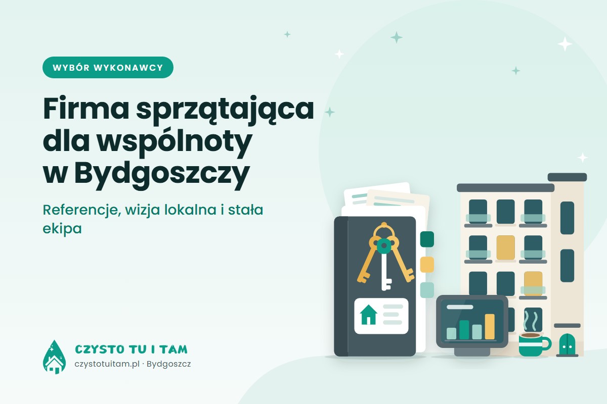 Lupa nad listą kontrolną z gwiazdkami i znaczkami – jak wybrać firmę sprzątającą dla wspólnoty mieszkaniowej w Bydgoszczy