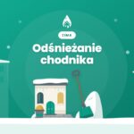 Budynek w śniegu i łopata wbita w zaspę, miniatura wpisu o pierwszej akcji odśnieżania